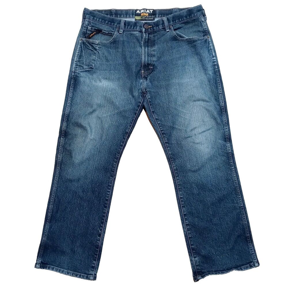 *READ* Ariat M5 Rebar Slim Straight Jeans Size 38x30 Blue Denim Western Cowboy